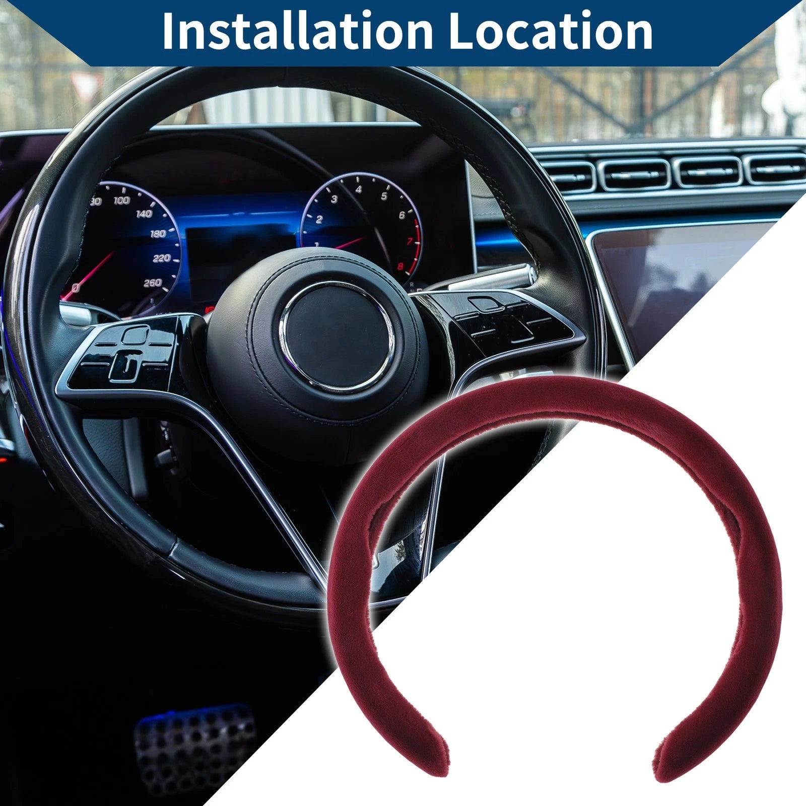 Steering Wheel Cover for ABS Car (14.96", Red)