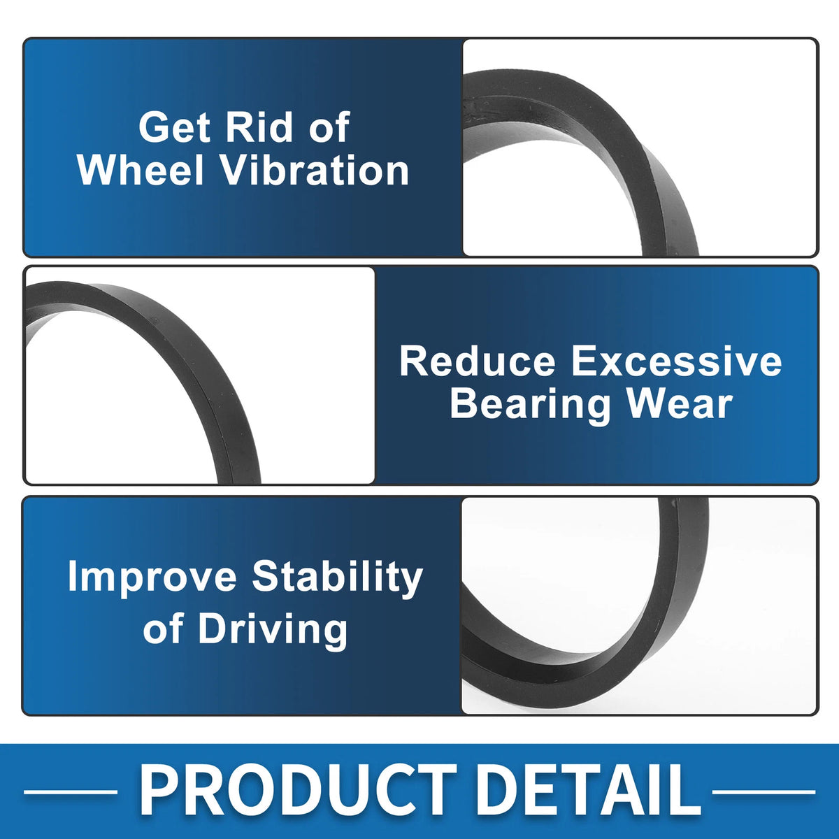 Set of 4 Wheel Hub Centric Rings 66.6mm to 59.1mm Black Polycarbonate