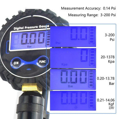 Digital 200 PSI Tire Pressure Gauge for Universal Use (200 PSI)