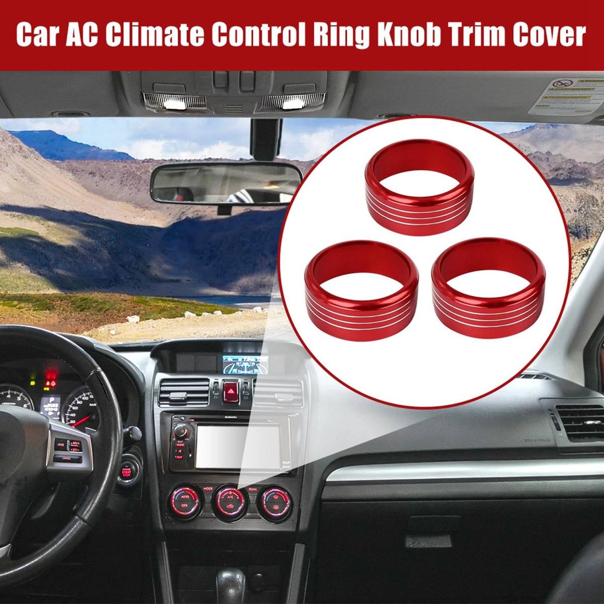 3pc AC Climate Control Ring Knob Trim Covers for Subaru Impreza WRX (2015–2021)