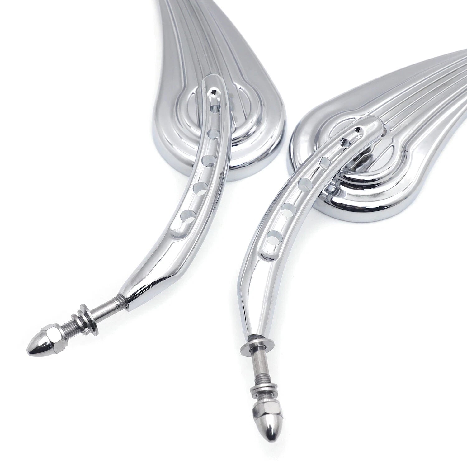 Chrome Raindrop Side Mirrors for Harley Wide Glide, Switchback, CVO, Street Glide (T)