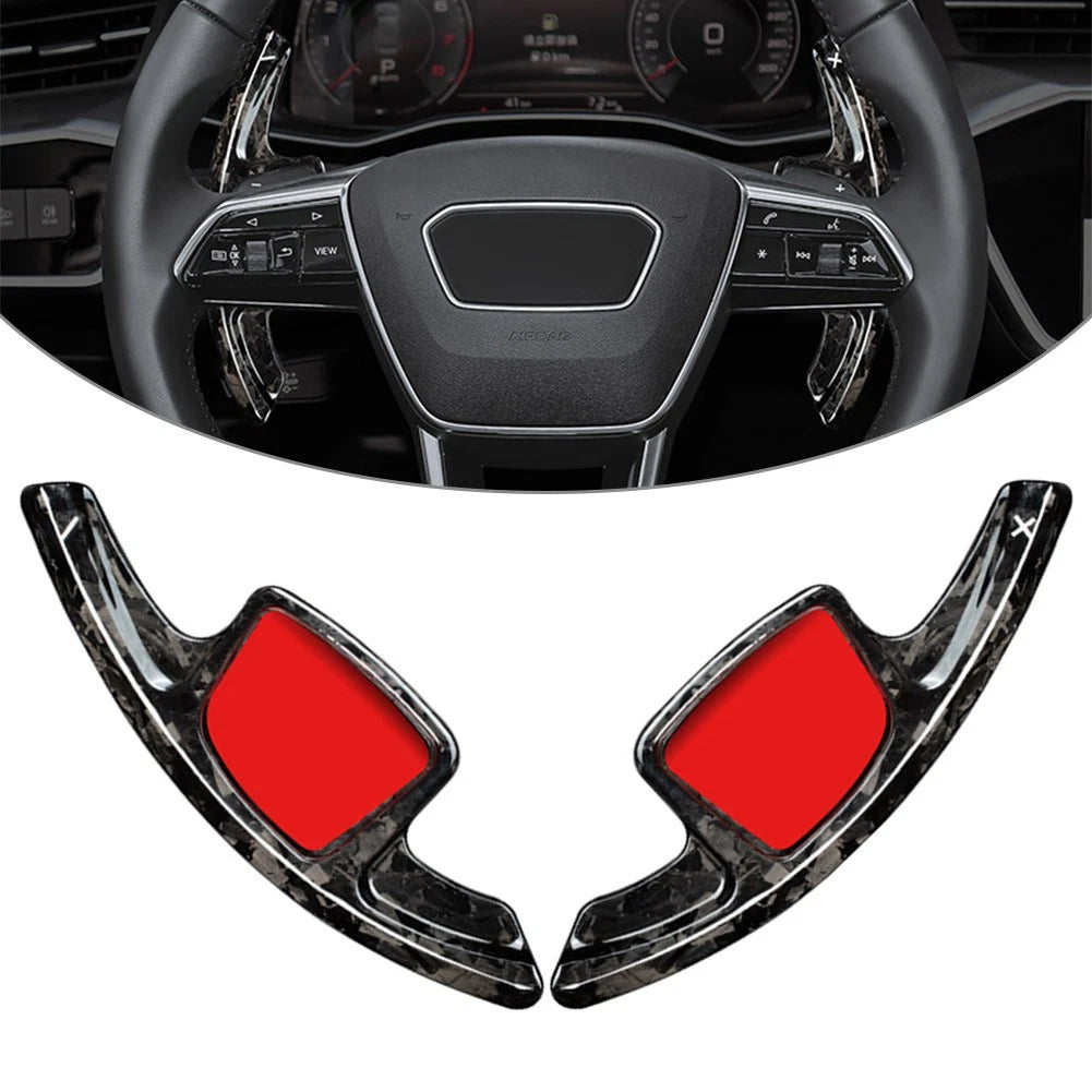 2X Carbon Fiber Steering Wheel Paddle Shifter Extensions for Audi A7 (2019–2021)