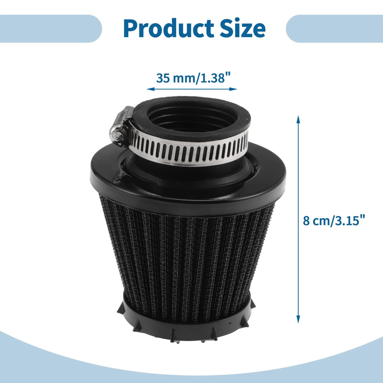 Air Filter for Universal Motorcycle (35 mm, Plastic, Metal, Rubber)