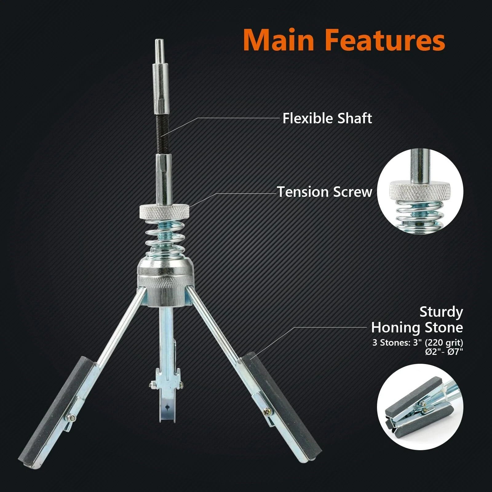 Engine Brake Cylinder Hone Tool for (2'' to 6-1/2'')