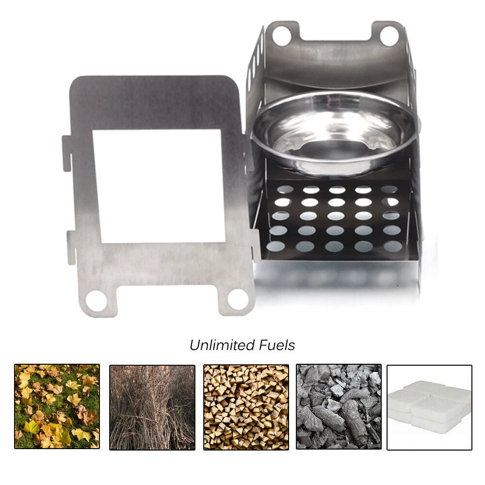 Portable Camping Wood Stove for Backpacking (Folding, Lightweight)