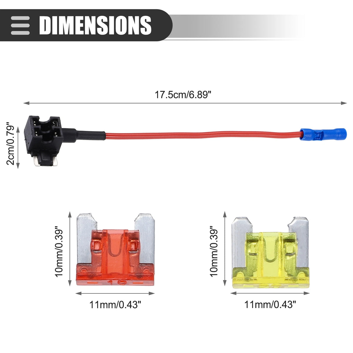 Circuit 12V Low Profile Mini Fuse Tap for Universal Use (Set of 10 Fuses)
