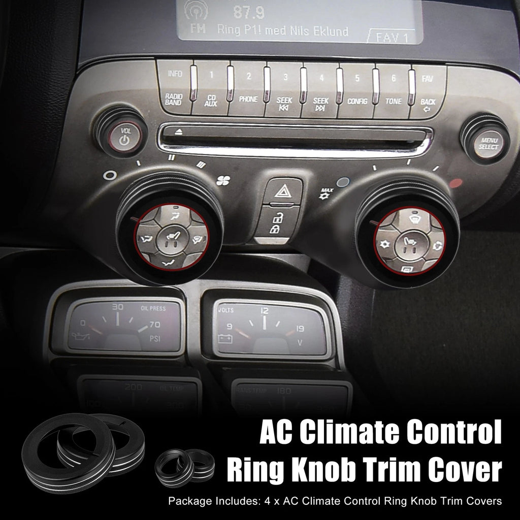 4pcs Center Control Ring Knob Cover Replacement for Chevrolet Camaro (2010–2015)