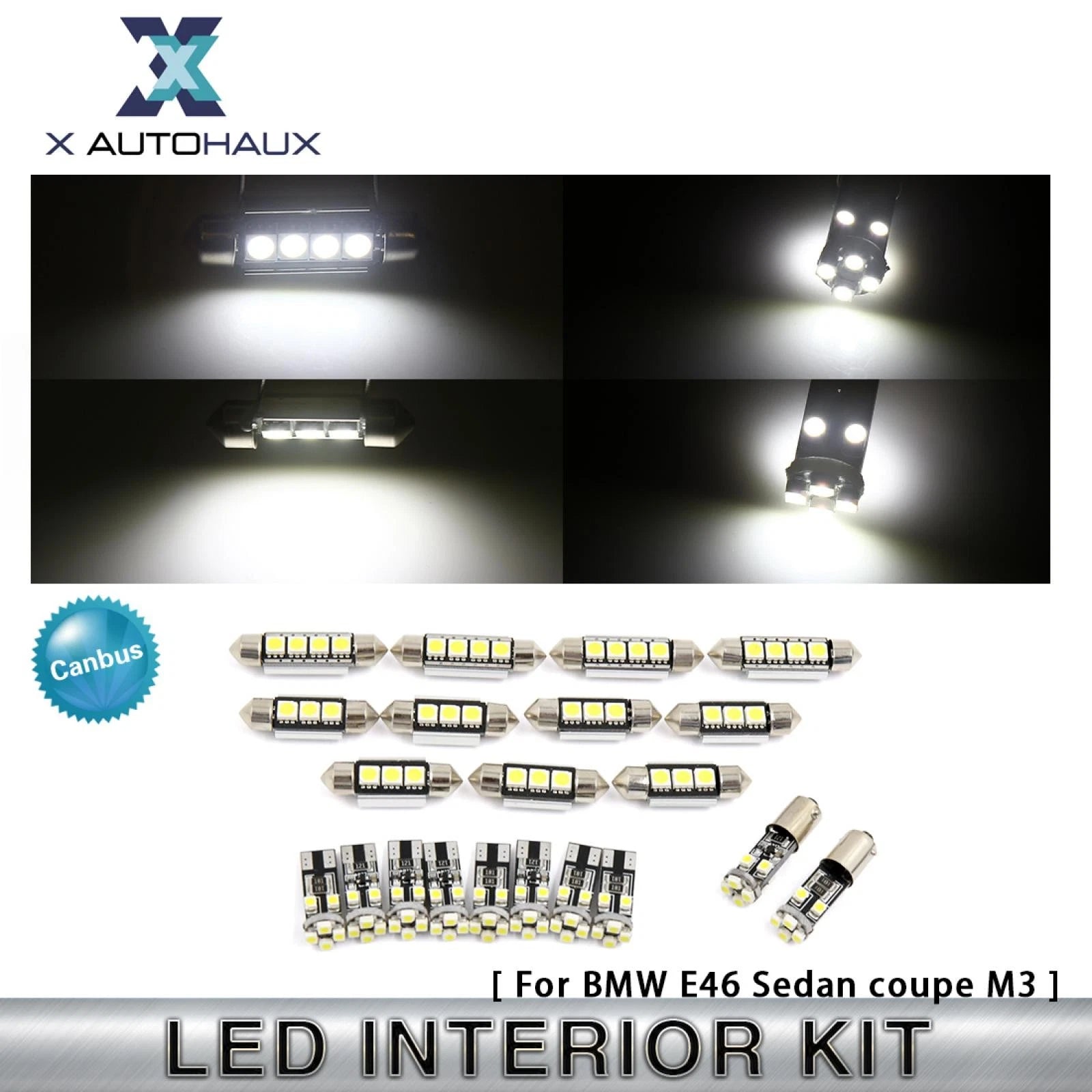 21pcs Canbus Interior LED Lamp Kit White 12V for BMW E46 (1999–2005)