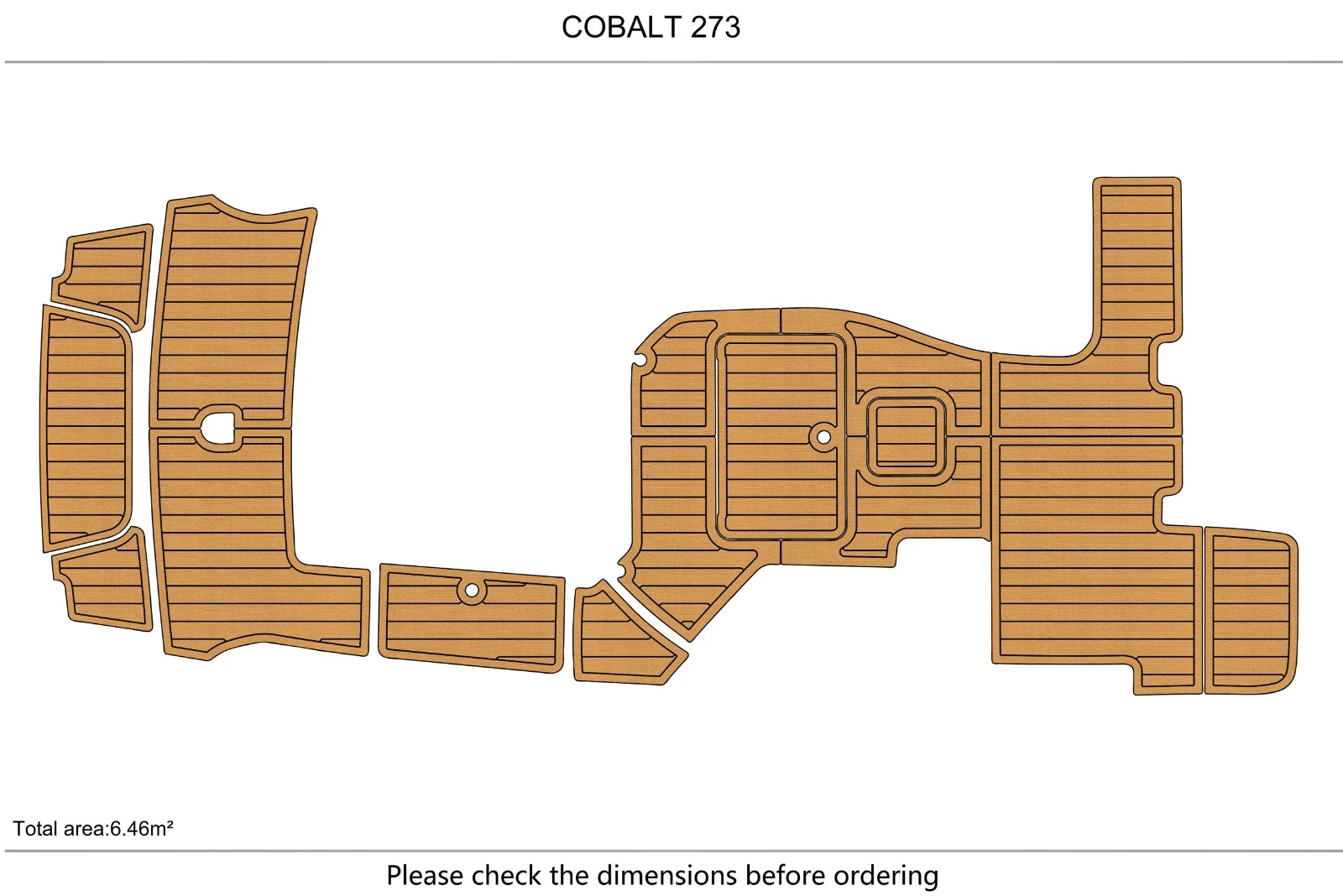 EVA Pads for Cobalt 273 Cockpit Swim Platform (Faux Teak Flooring)