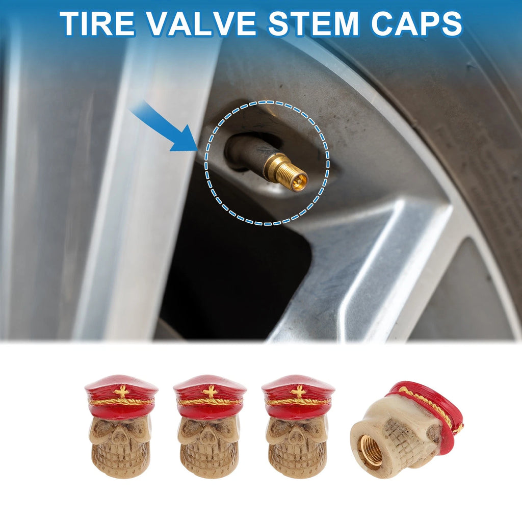 Tire Valve Stem Caps Dust Covers Red 4 Pack for Car Bicycle