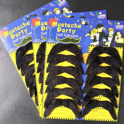 12Pcs Self Adhesive Black Fake Mustache for (1970s)