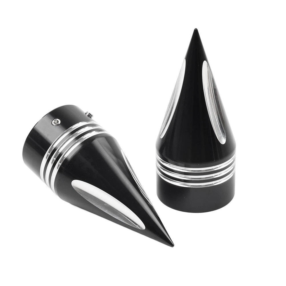 2pcs Black&White Spike Front Axle Cap Nut For Harley Touring Dyna Sportster 1200