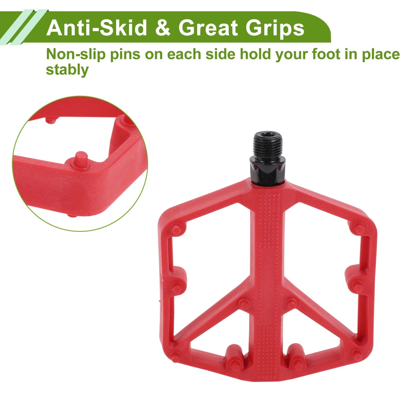 Bicycle Pedals Aluminum Alloy 14mm Threaded Pair for Red Fit (Universal)