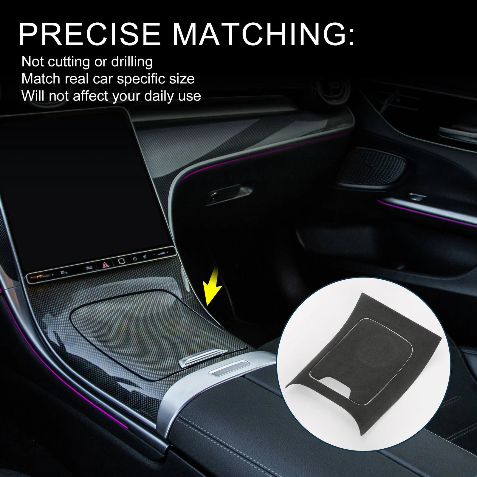 Center Console Panel Sticker Matte Black for Mercedes-Benz C-Class (2022–2024)