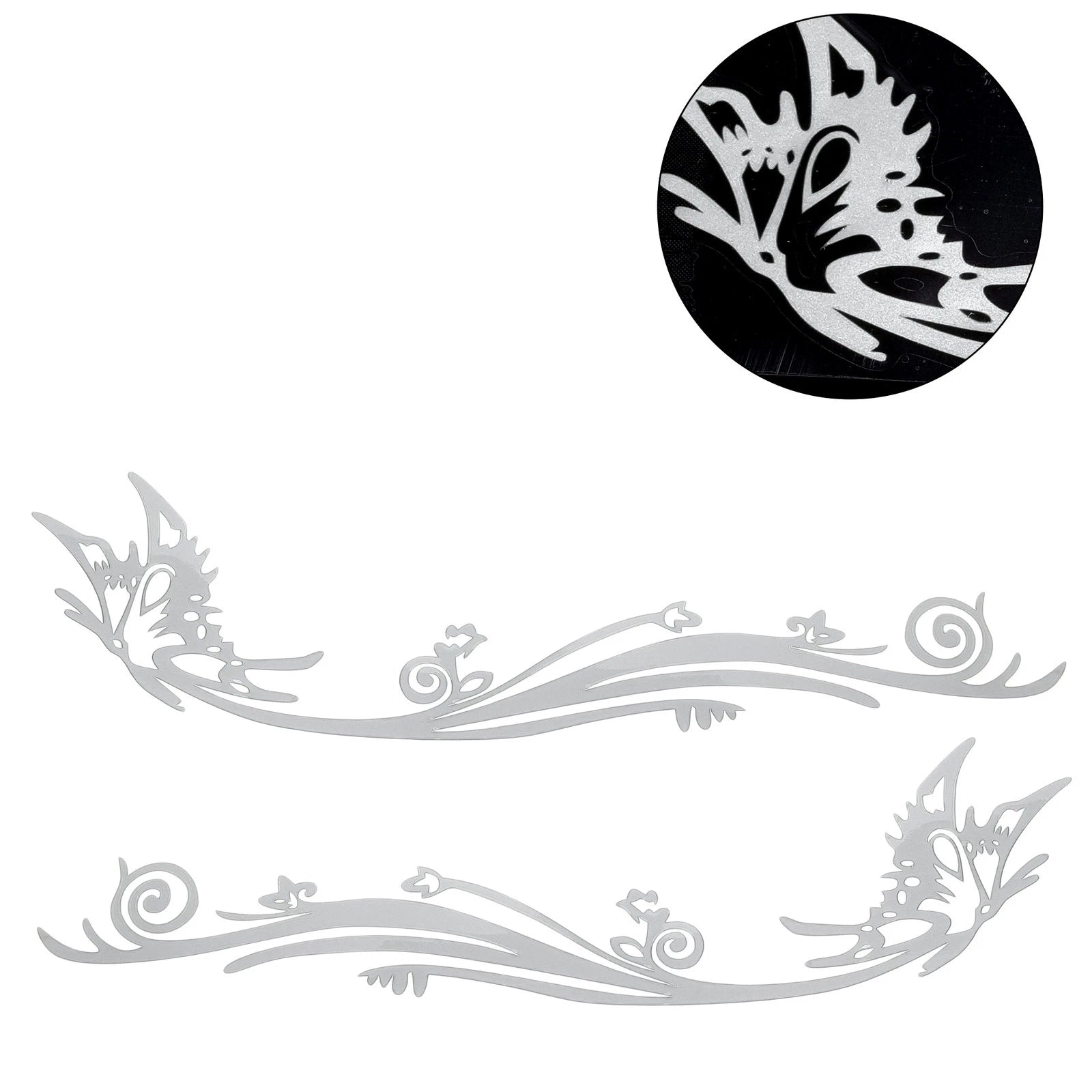 Reflective Bumper Decal for - Silver Butterfly Pattern