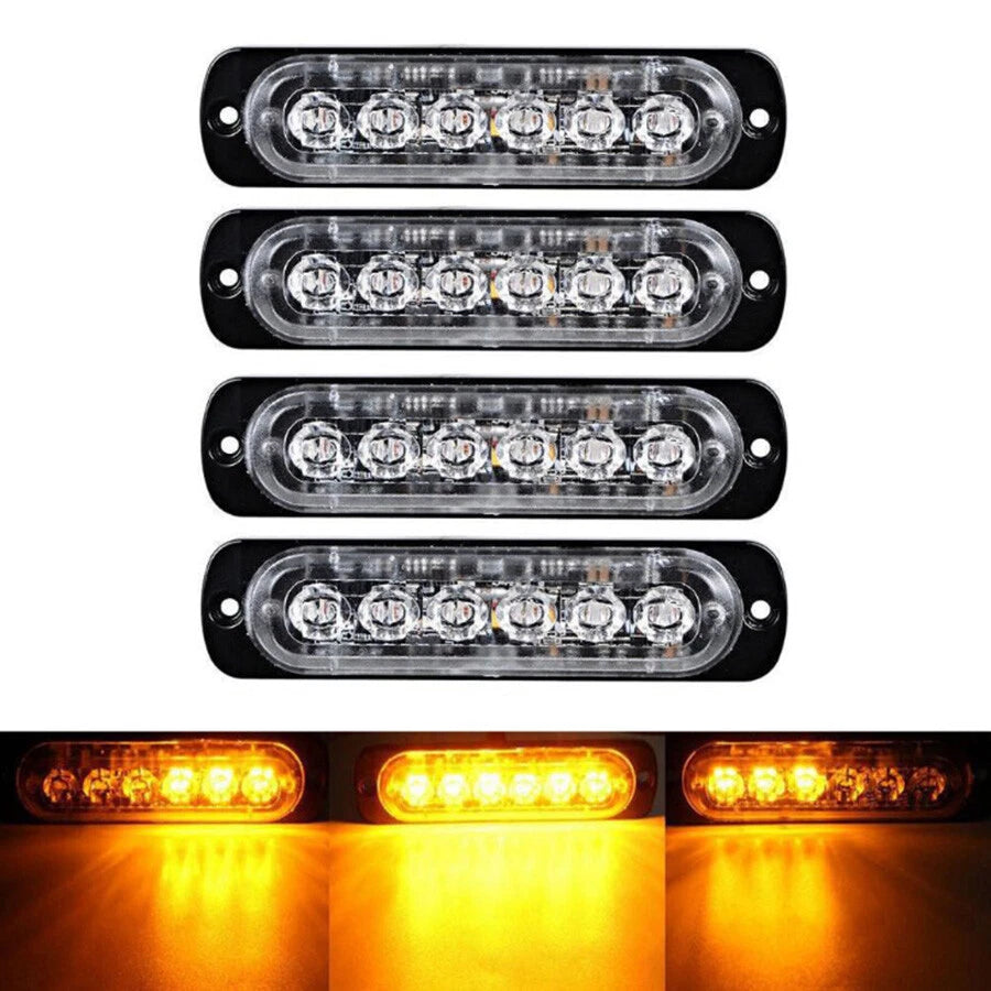 10x Amber 6 LED Strobe Lights for Universal 12V 24V