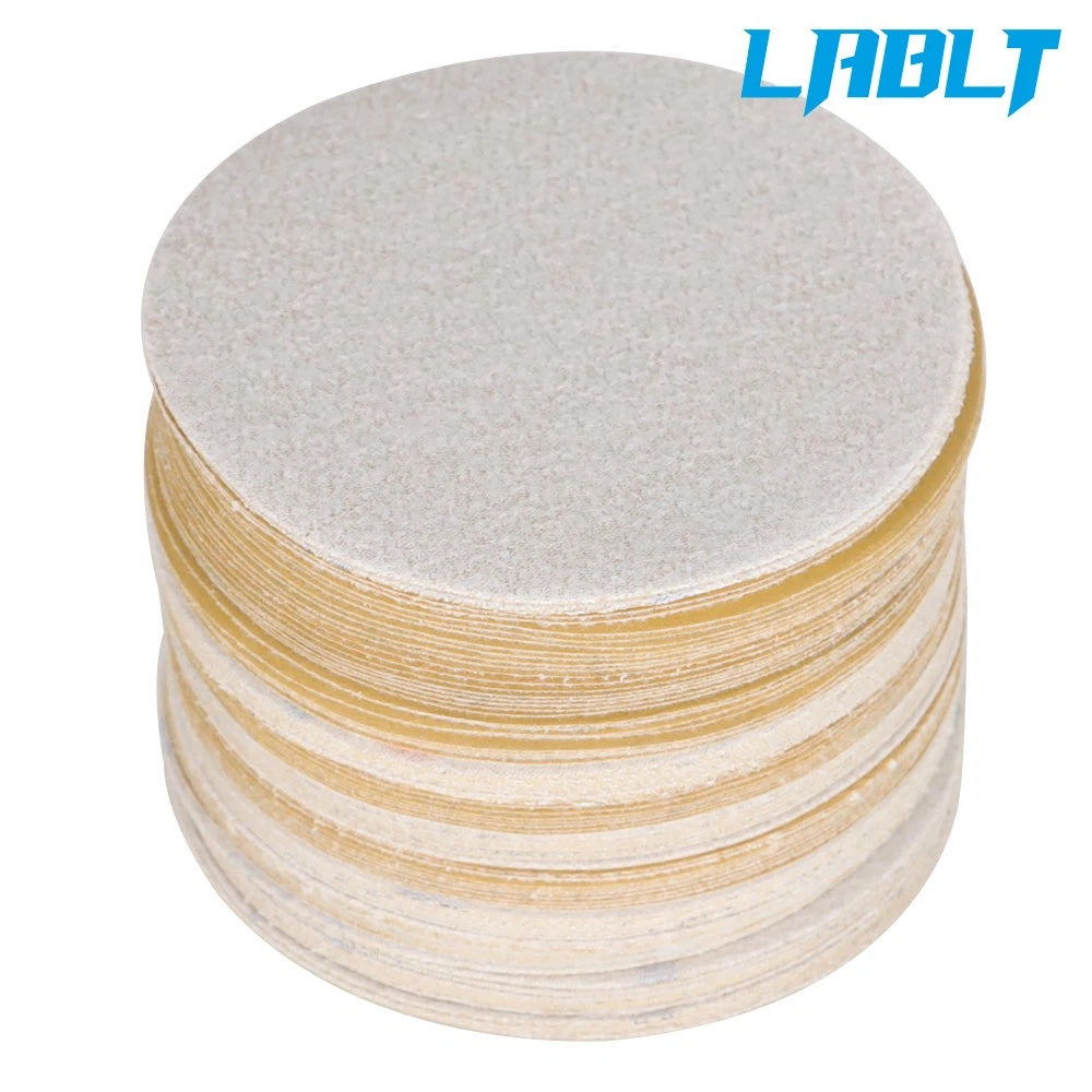 100 Pcs 5" 320 Grit Hook Loop Sanding Discs NO-Hole