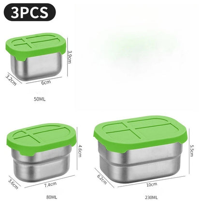 3 Piece Food Storage Container Set - 304 Stainless Steel with Silicone Lid