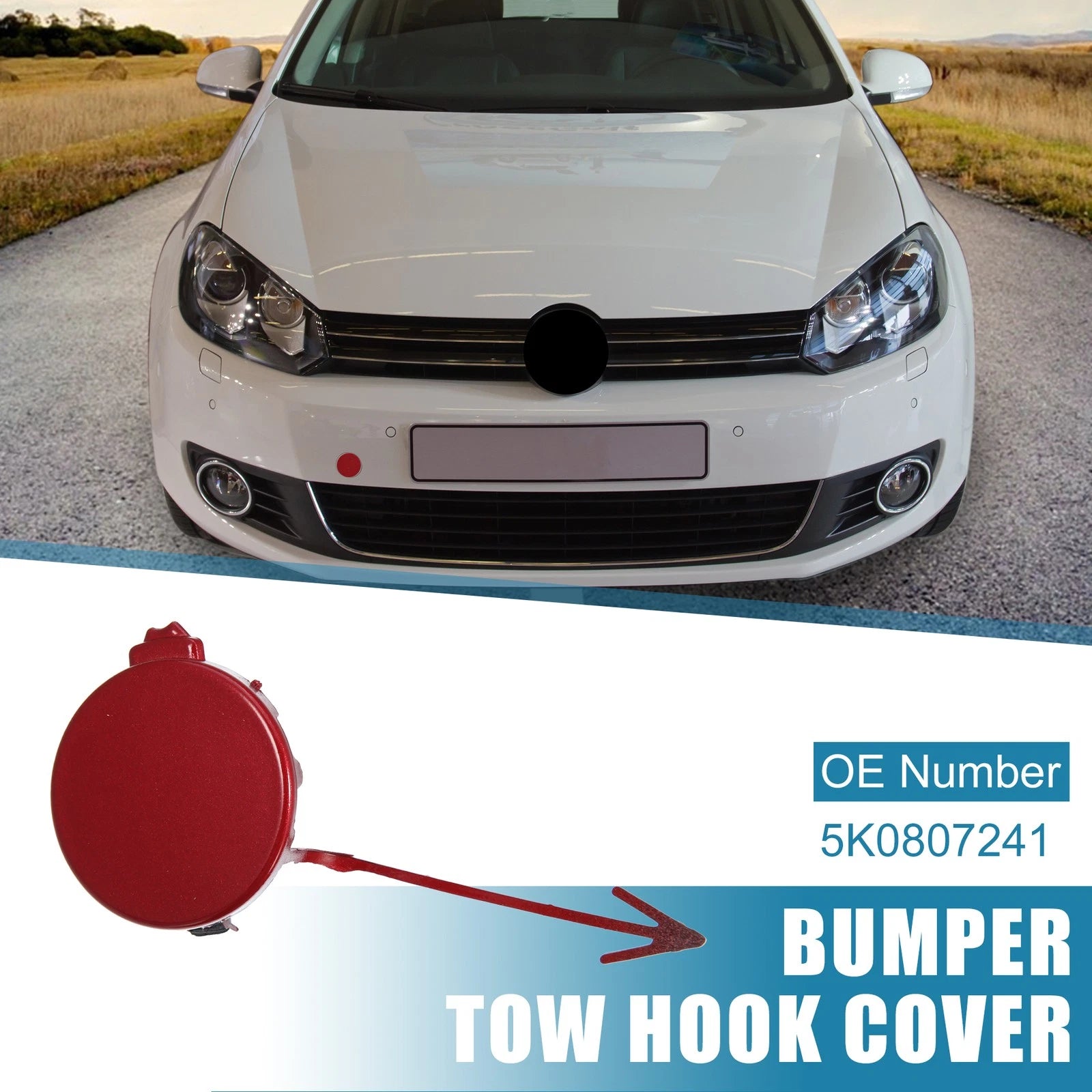 Front Bumper Tow Hook Cover for Volkswagen Golf 6 MK6 (2009–2013) Red