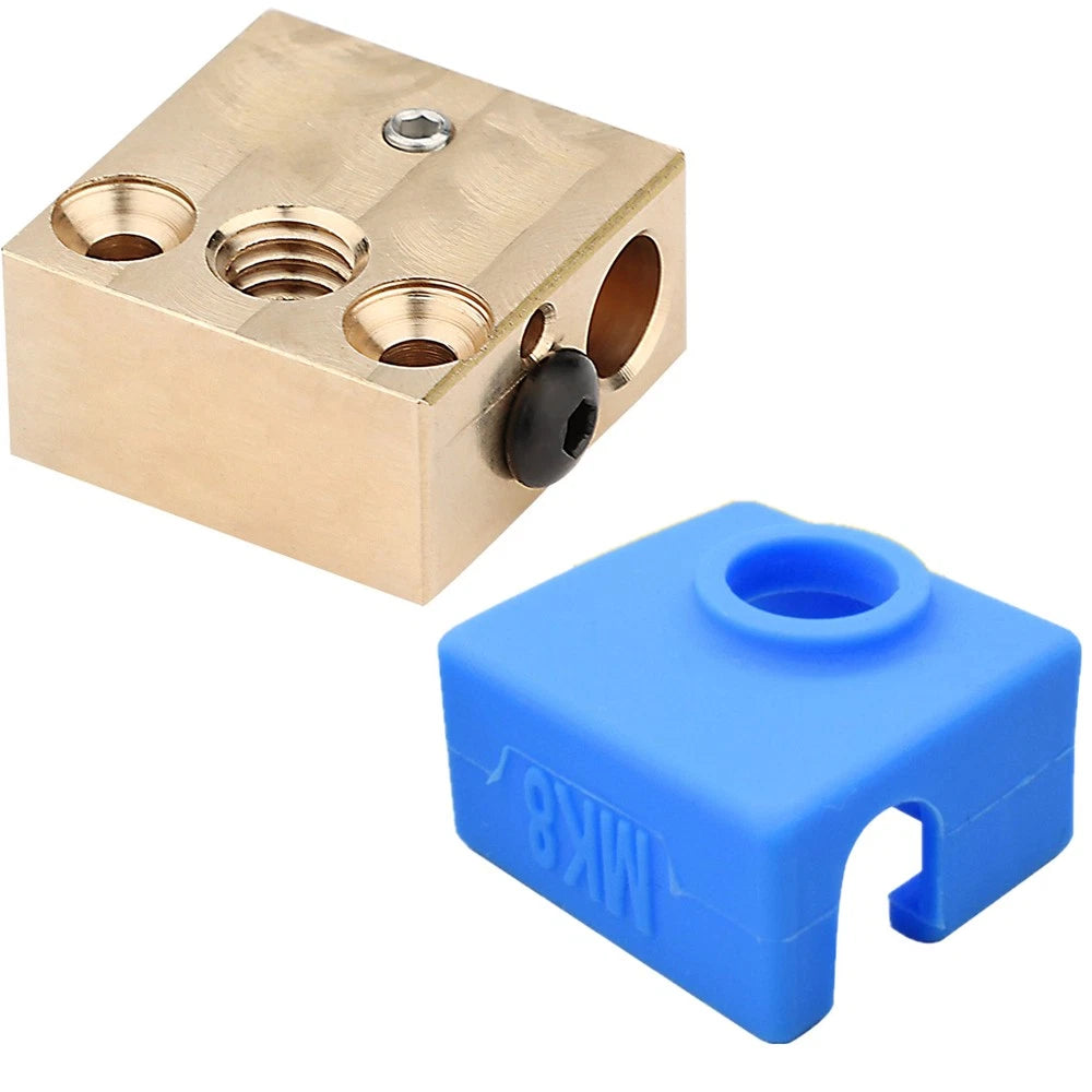 3D Printer Brass Heater Block & Silicone Shell Case Set for CR10 MK8 (2017–2023)