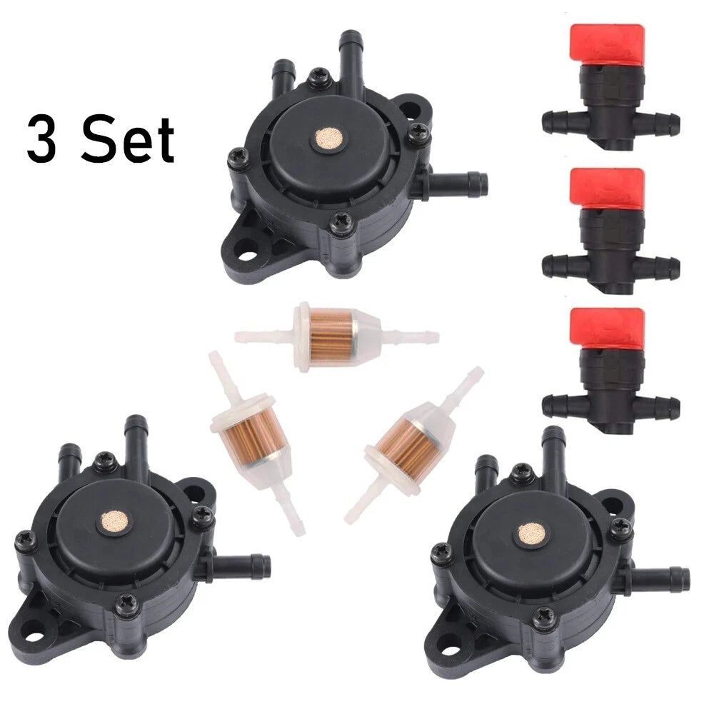 Set of 3 Fuel Pump & Shut Off Valve for Briggs Kohler (808656, 491922)