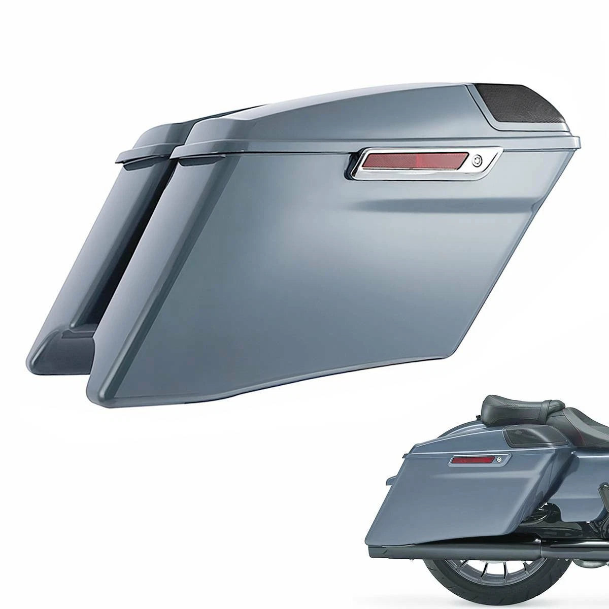 4" Extended Hard Saddlebags for Harley Touring (2014–2025) Gunship Gray