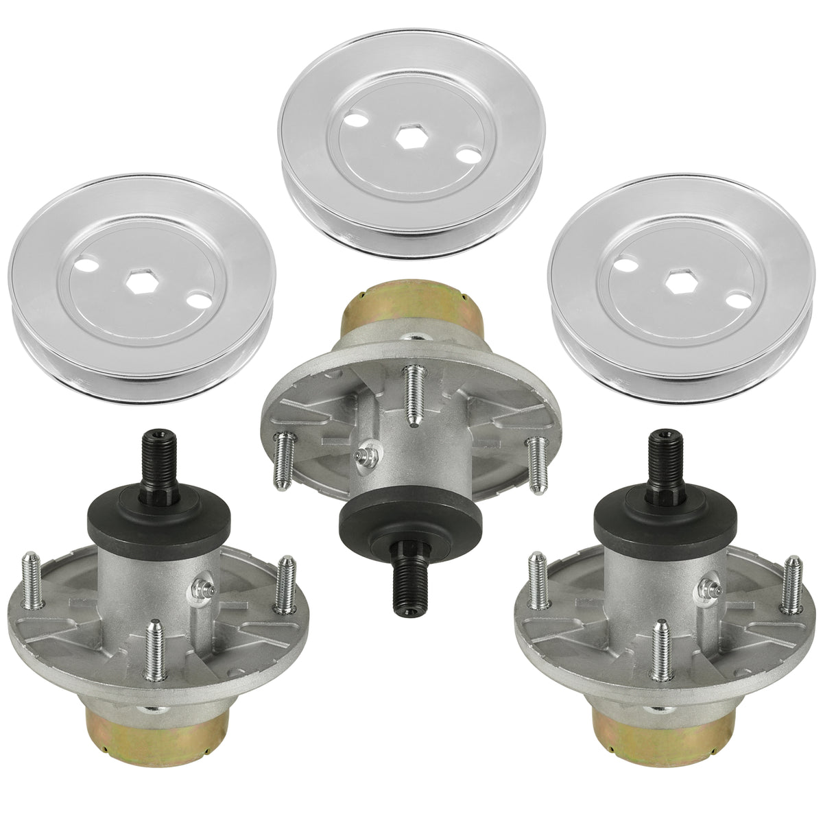 Mower Deck Spindle with Pulley Replacement for John Deere X380 X384 (48-54")