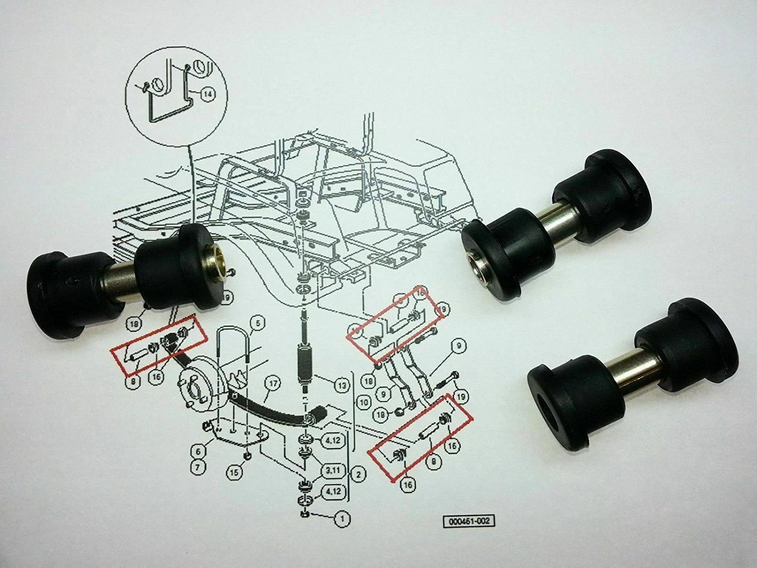 Leaf Spring Bushing for EZGO TXT, Club Car DS (1012303, 1015583)