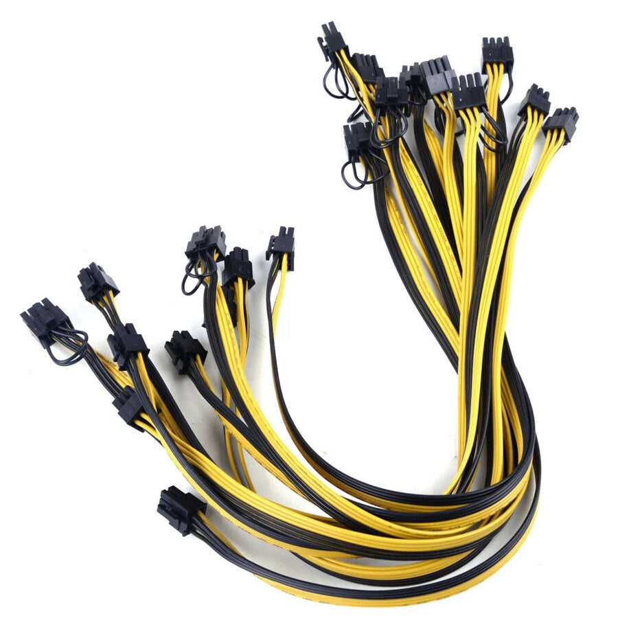 10pcs 6pin to 8pin PCI-E Cable (6+2Pin) 18AWG for Mining