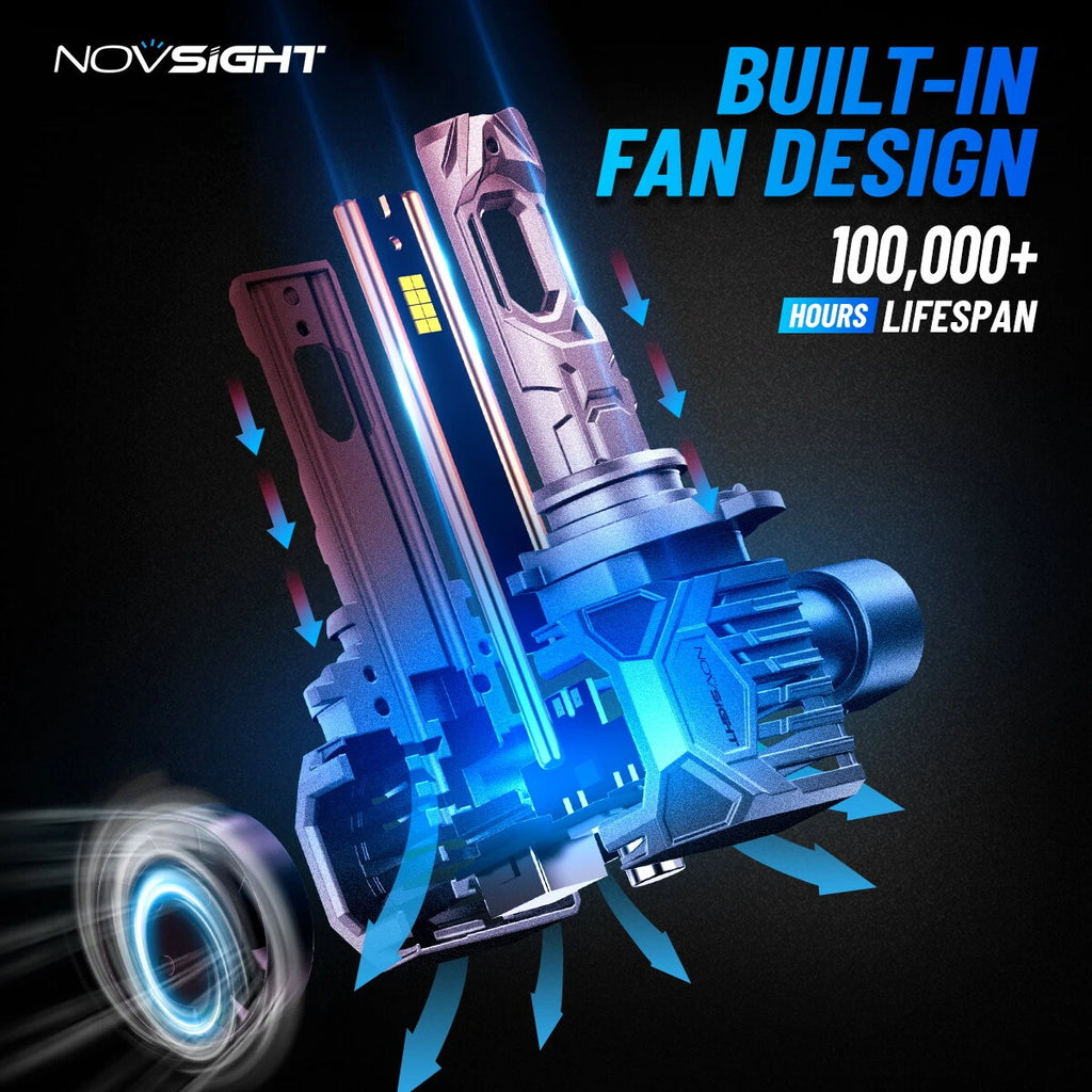 2X NOVSIGHT 9005 H11 LED Headlight Bulb Kit for