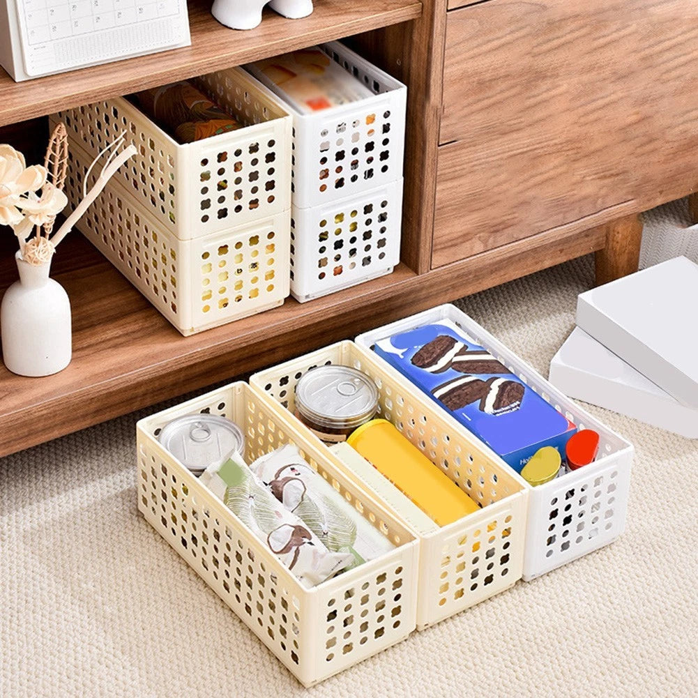 Plastic Folding Basket for Snack Storage Desktop Organizer