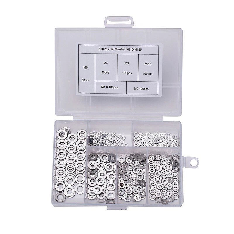 500Pcs Washer Spacers Set for Various Applications (M1.6-M5)