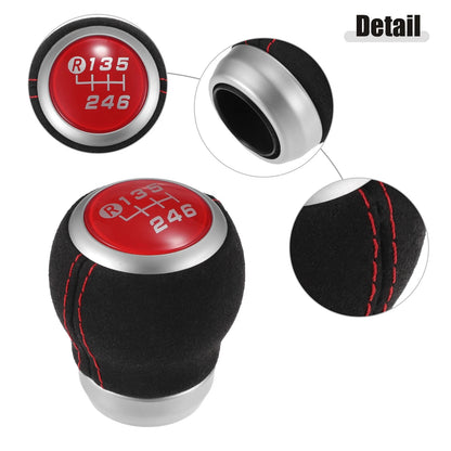 6 Speed Manual Gear Shift Knob for Subaru Impreza WRX STI (2008–2014) Black Suede Red Cap