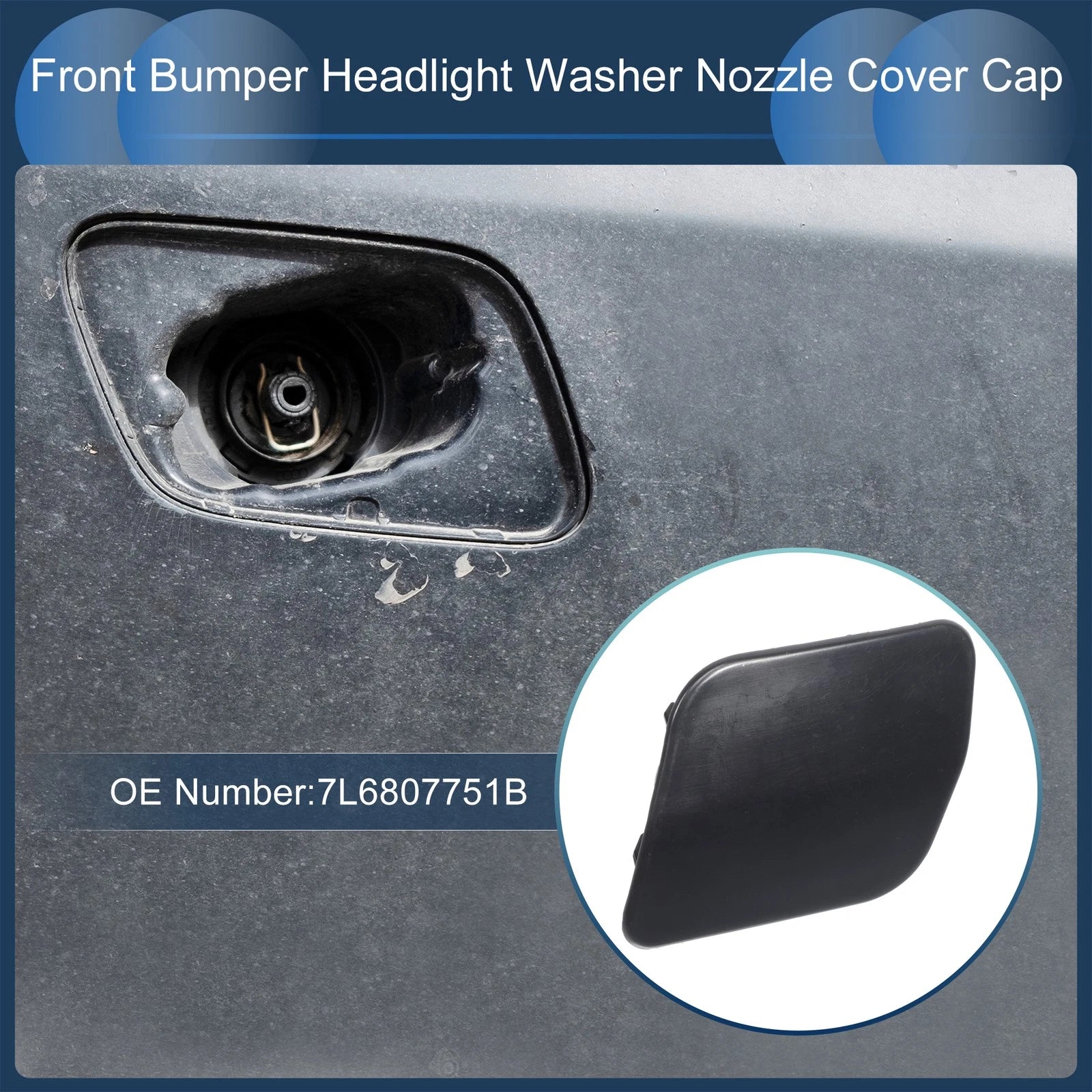 Front Left Washer Nozzle Cover Cap Replacement for Volkswagen Touareg (2007–2010)