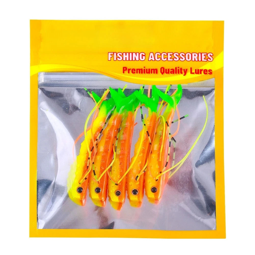 5pcs Soft Baits with T Tail Action for Bass and Barracuda (Lakes)
