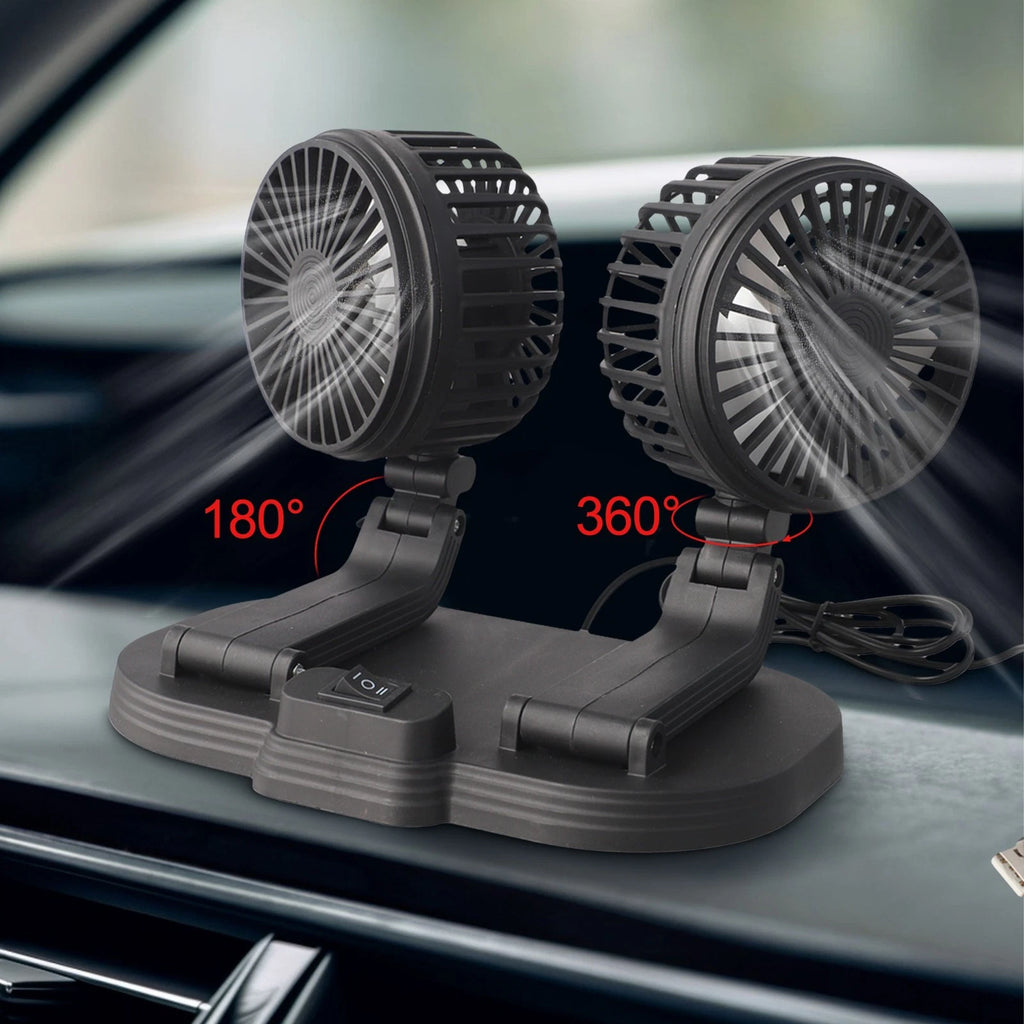 Dual Head Car Fan for Quick Cooling in Vehicles (Adjustable Angles)