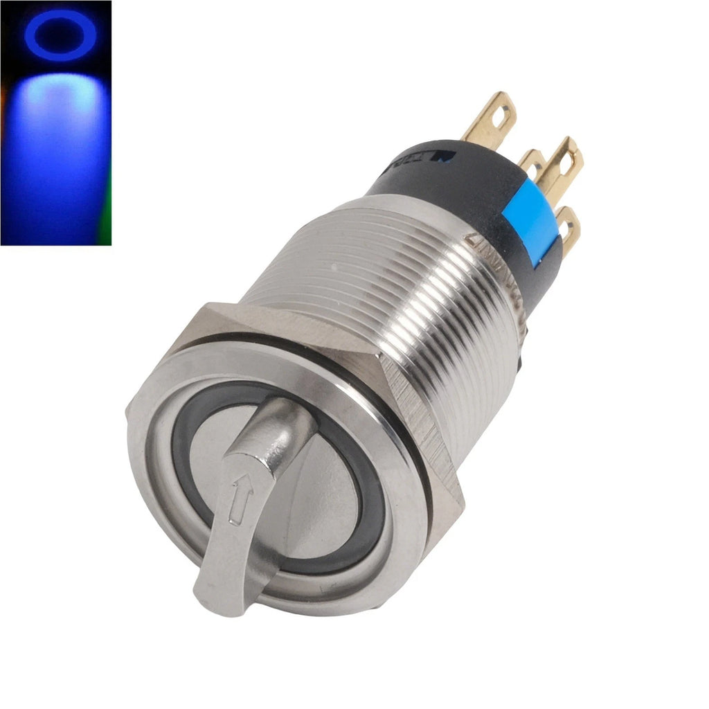 19mm Rotary Switch Self Locking 2 Positions LED Push Button