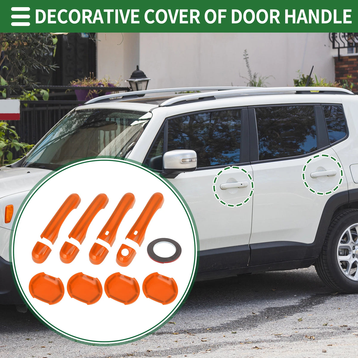 Exterior Door Handle Cover Set for Jeep Renegade (2015–2021) ABS Orange