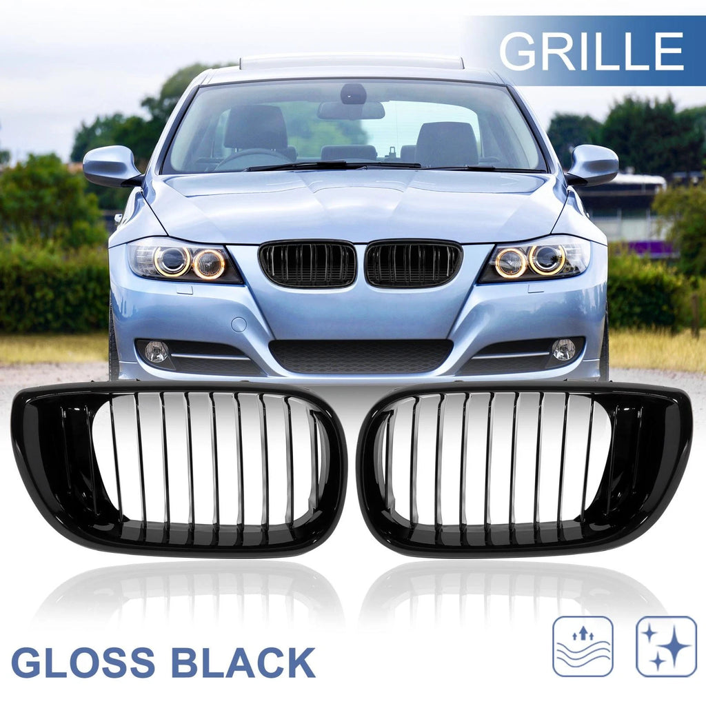 Gloss Black Front Kidney Grille Grill for BMW E46 3 Series (2002–2004)
