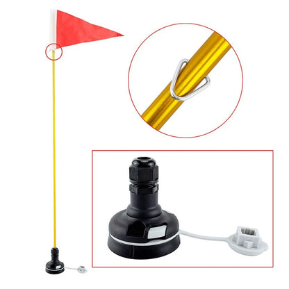 Safety Flag Base Kit for Kayaks Canoes (47 Inch, Red Nylon Flag)