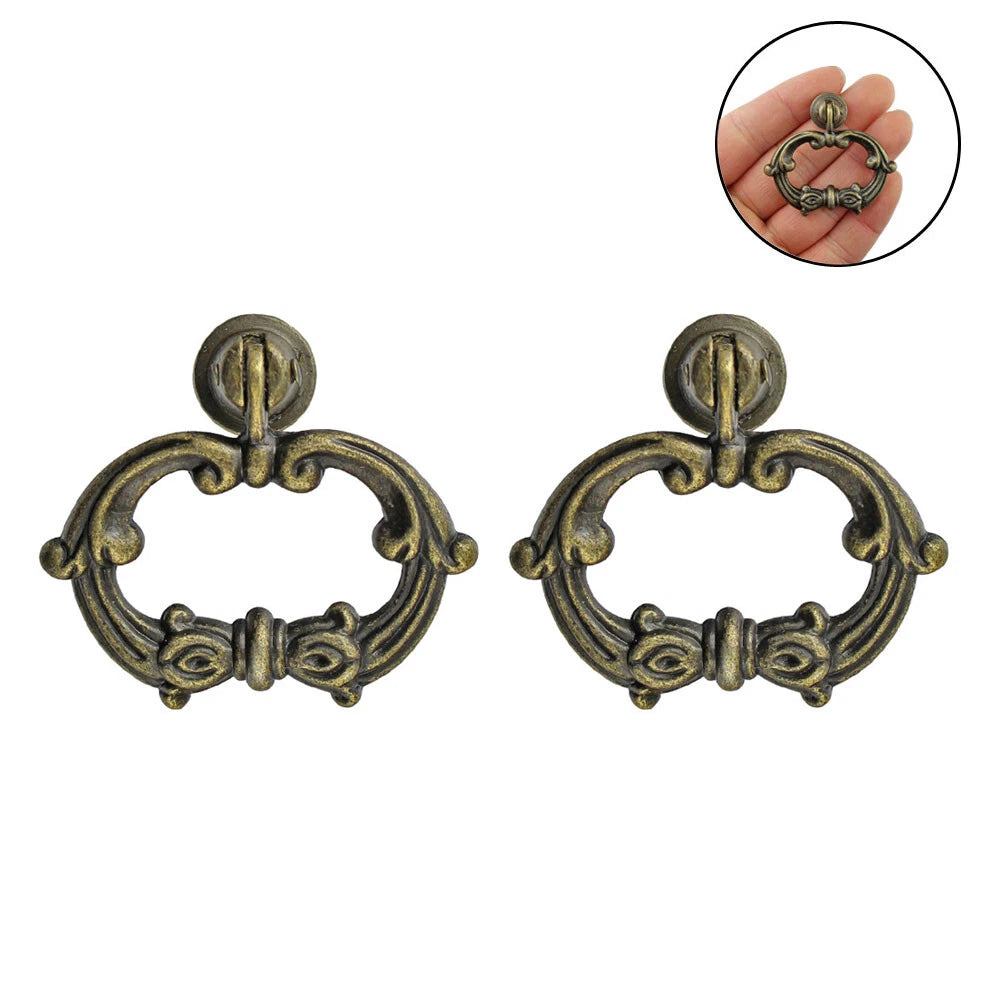 Set of 10 Antique Drop Ring Handle Cabinet Pulls