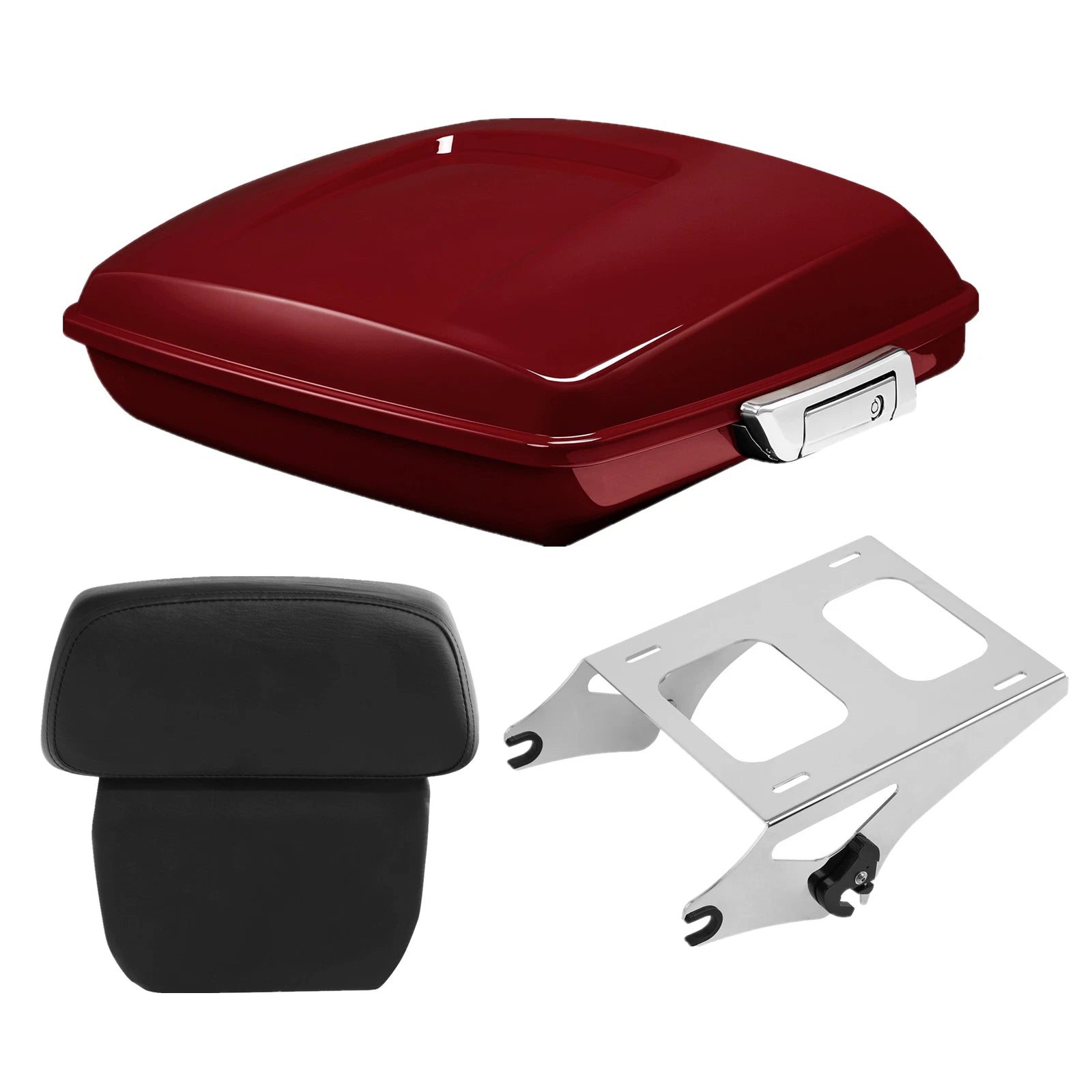 Trunk Backrest Pad Mount Rack for Harley Touring (2014–2026) Billiard Red