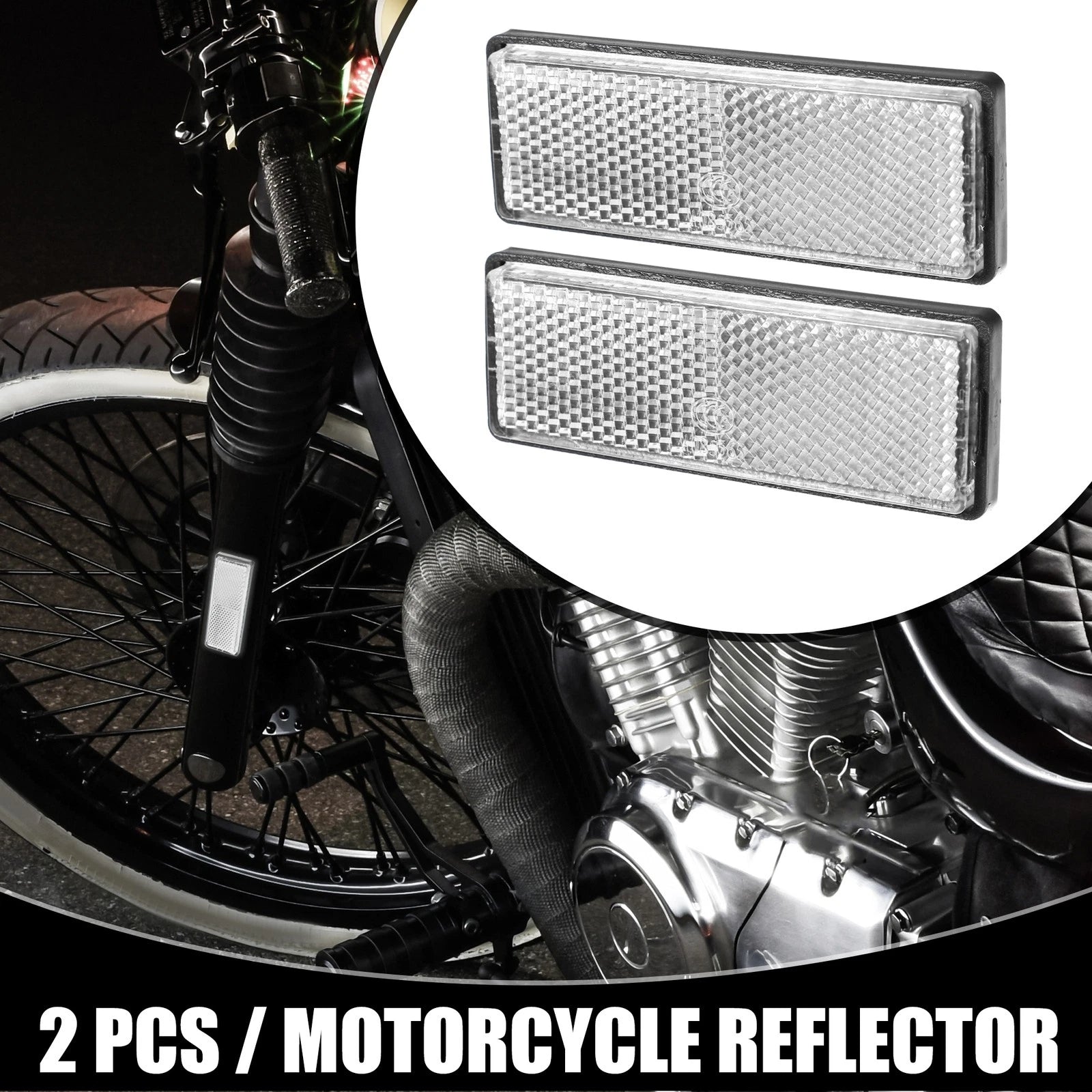 2Pcs Universal Rectangle Motorbike Reflector 3.46 x 1.26 for All Models