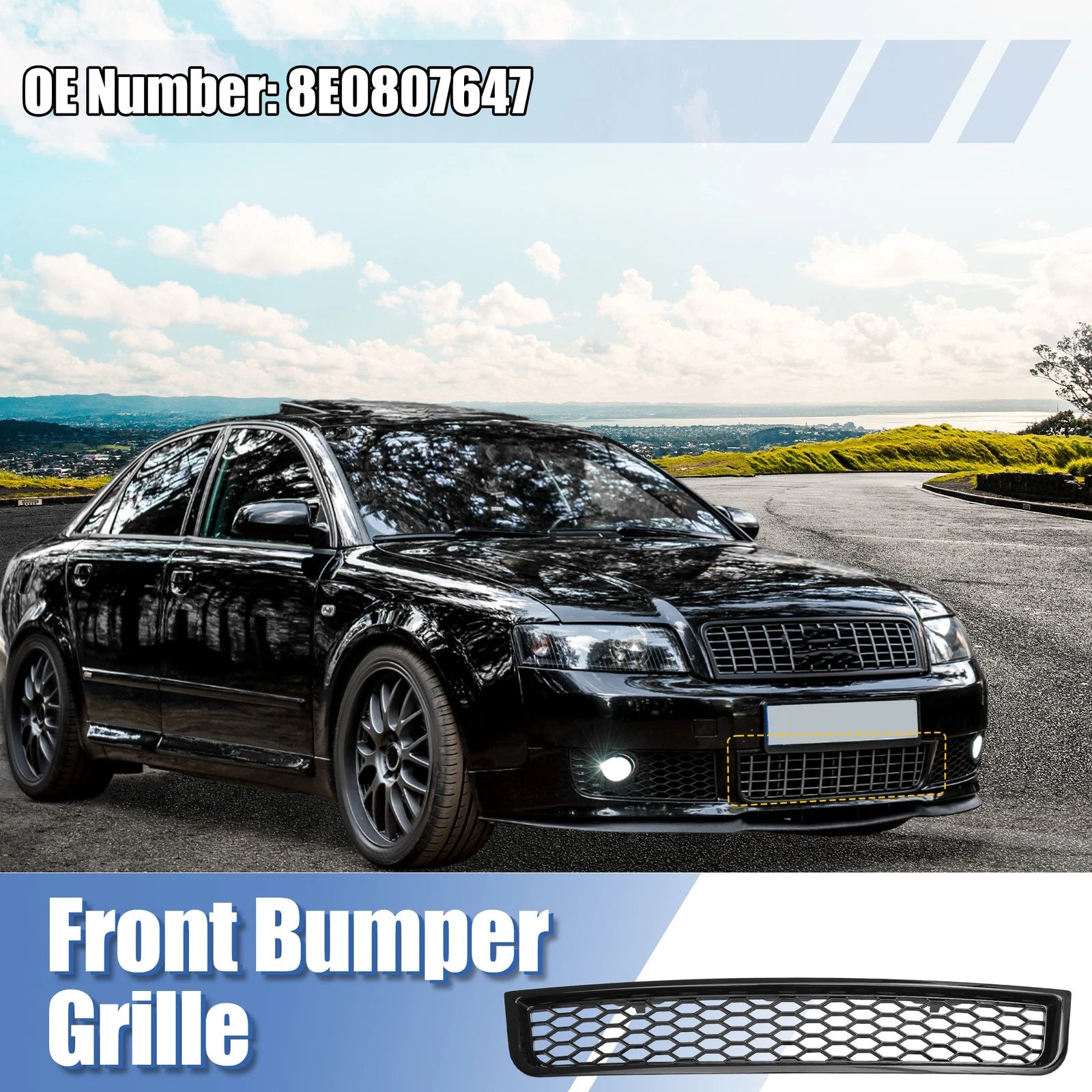 Front Bumper Grille Replacement for Audi A4 B6 Sedan (2002–2005) Black