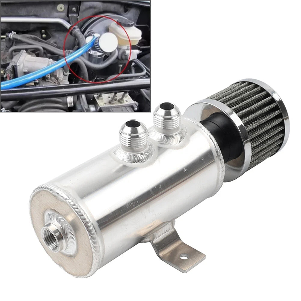 Universal 750ml Chrome Baffled Oil Catch Can Oil Separator with Breather Filter