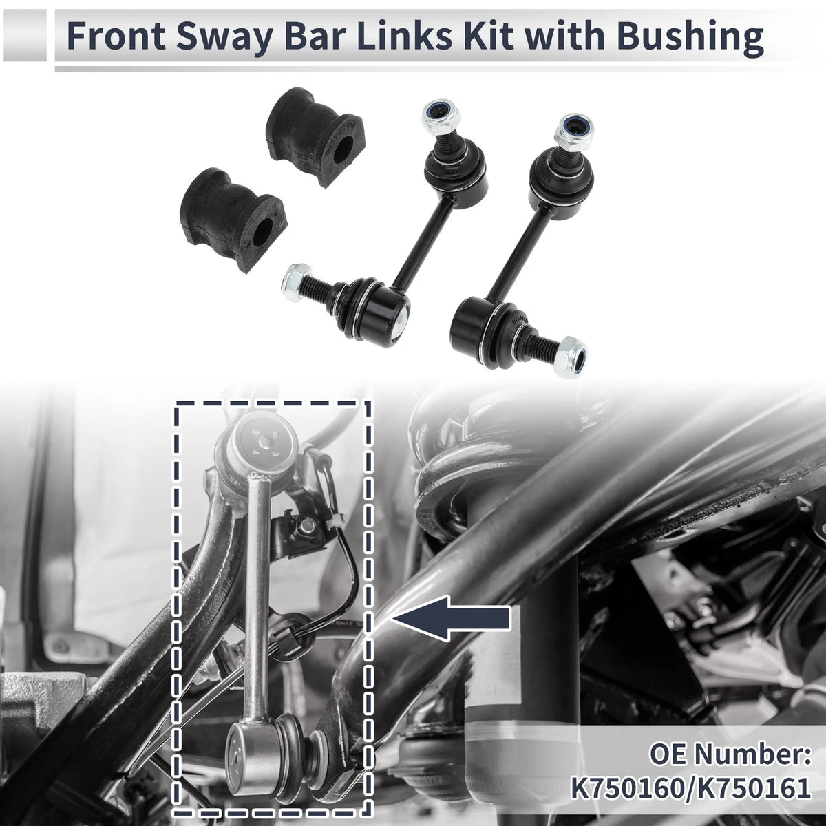 Front Stabilizer Bar Links Set of 2 with Bushing for Mazda CX-9 (2007–2021) No.K750160