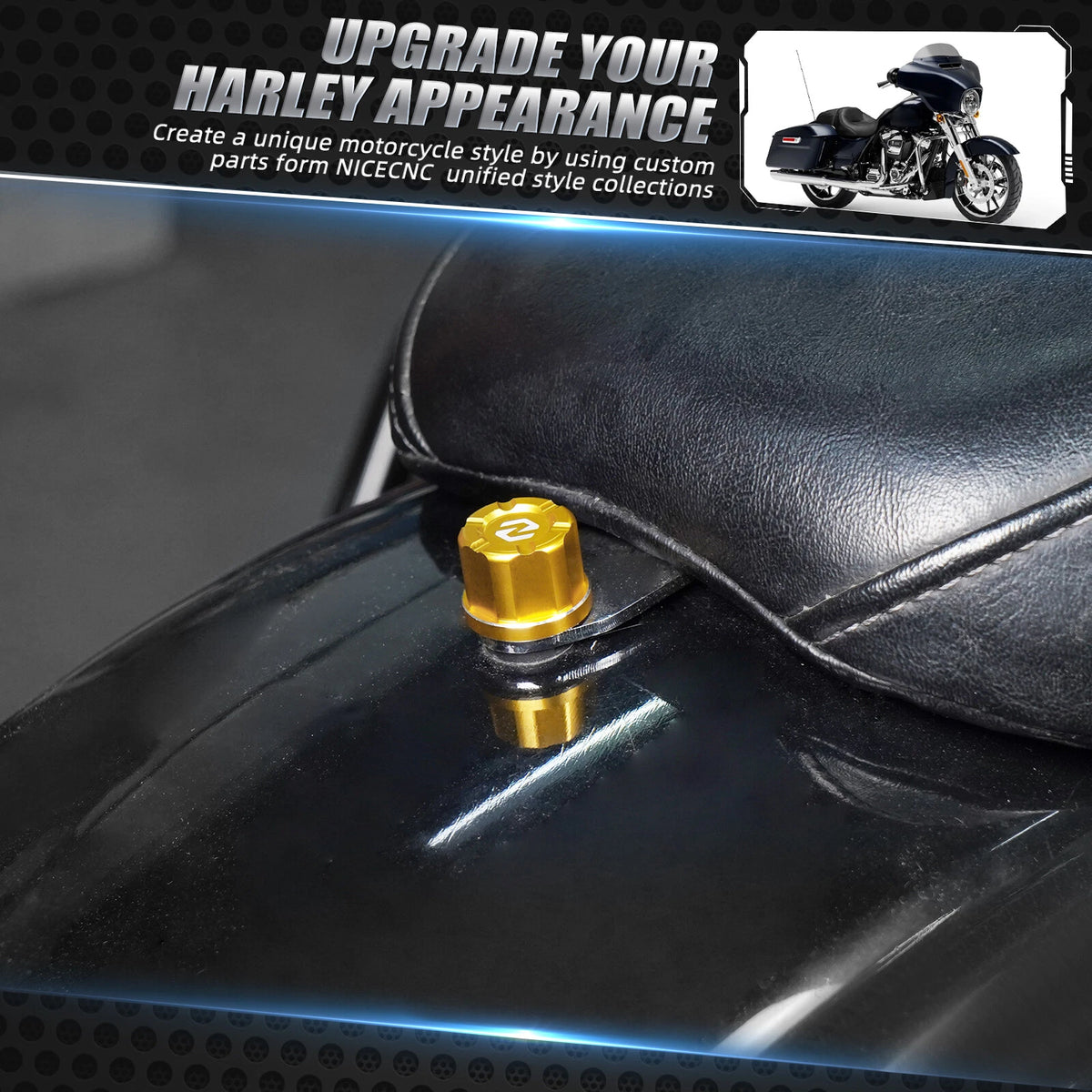 Anodized Rear Seat Bolt Knob for Harley Electra Glide FLHT, Street Glide FLHX (2000–2023)