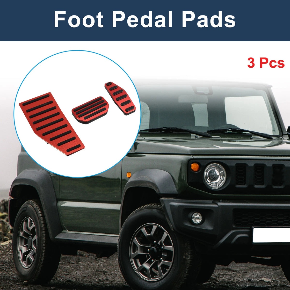 3X Automatic Foot Accelerator Pedal Covers for Suzuki Jimny JB70W (2018–2022) Red