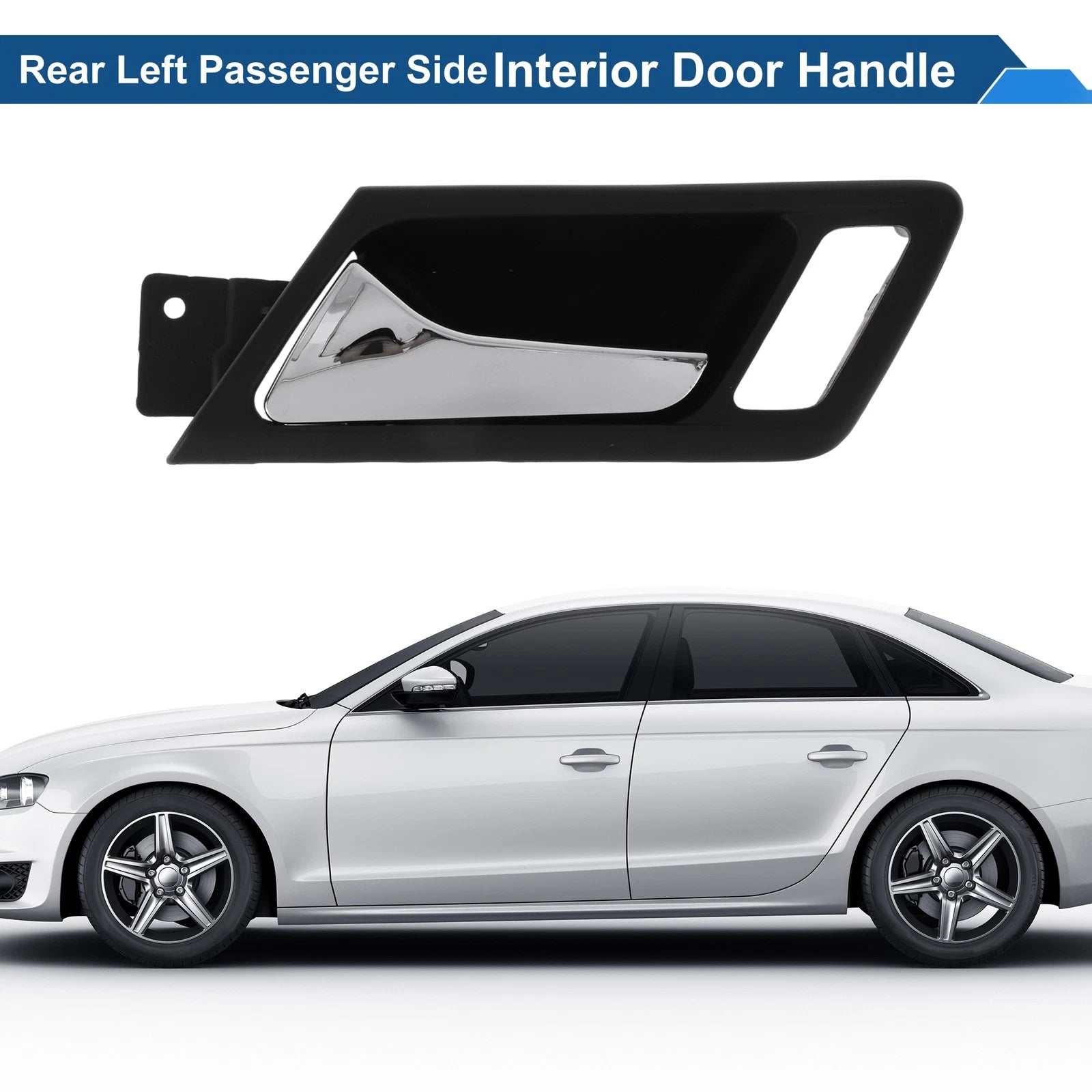 Rear Left Passenger Side Interior Door Handle for VW Bora (2008–2012) Black Chrome