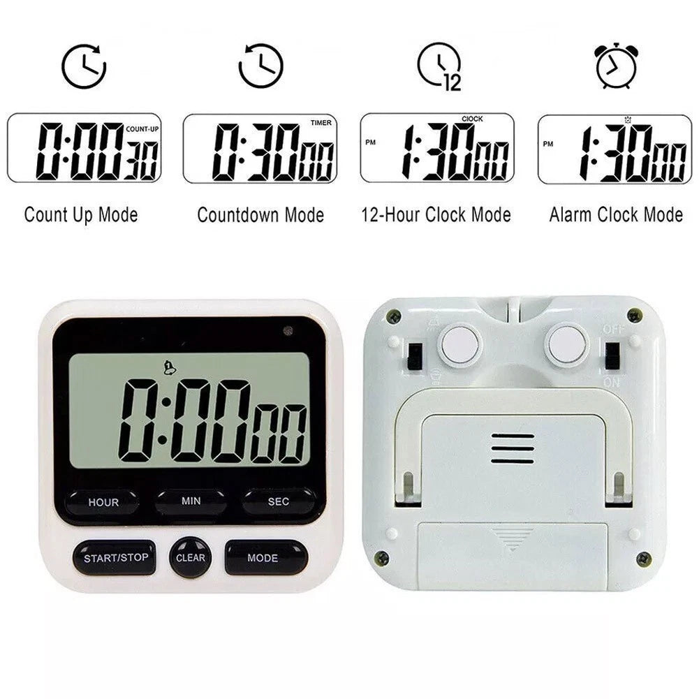 Digital Kitchen Timer with Loud Alerts and Memory Function